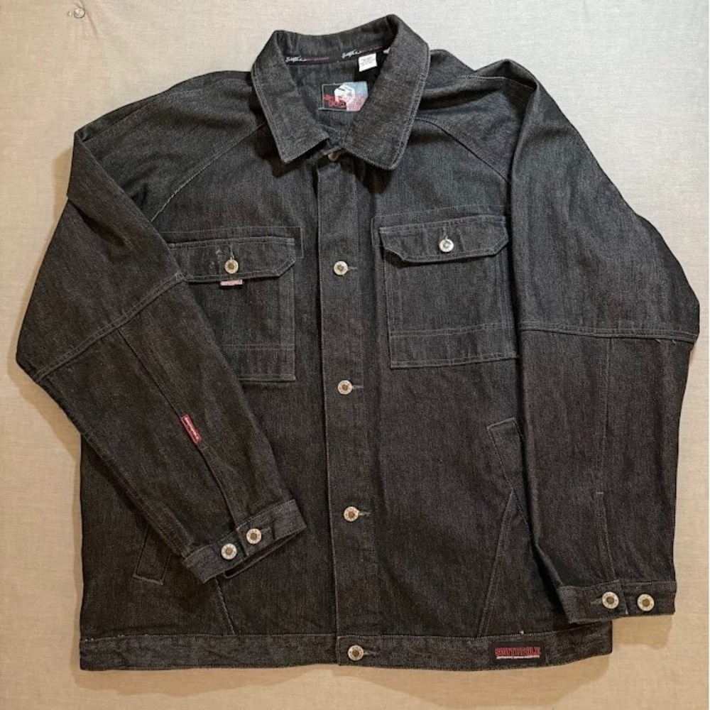 Southpole 1991 Authentic Denim Jacket Adult 2XL Black Button Basic Jacket Mens.